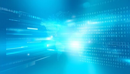 business, abstract blue background, blur computer code