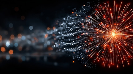 Wall Mural - firework's burst: an explosion of light against a dark backdrop. a pyrotechnic display, showcasing b