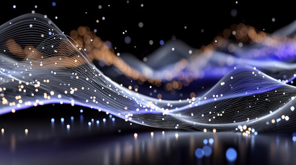 Wall Mural - digital symphony: abstract artwork features flowing, luminous lines and particles, creating a captiv