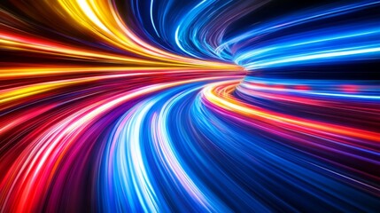 Aufkleber - Abstract light trails forming a tunnel of neon colors, creating a dynamic and futuristic sense of high speed