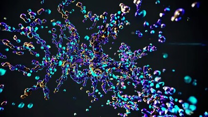 Aufkleber - Colorful particles swirl and dance in abstract animation revealing fluid movement patterns