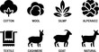 © Tasawar - Types of fabric materials cotton wool silmp alperaicc textile cashmere goat natural icons vector graphic editable stock vector illustration