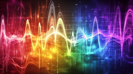 Poster - A colorful heartbeat graph flowing smoothly across a digital display, representing the life force and energy of a beating heart in a captivating design