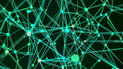 Aufkleber - Visual representation of dynamic network connections in vibrant green and blue colors