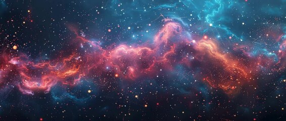 Wall Mural - A stunning cosmic nebula captures the beauty of space with vibrant gases and countless stars. This colorful scene evokes a sense of wonder and exploration.