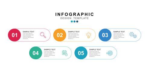 Fototapete - Vector Infographic label design template with icons and 5 options or steps. for your business data. Vector Illustration.