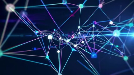 Poster - Exploring the intricate connections of a network at night with colorful nodes and lines