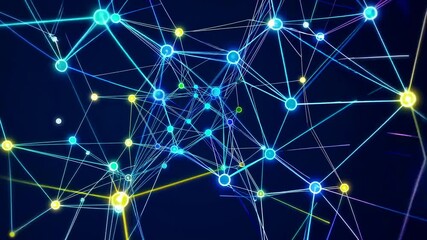 Aufkleber - Visual representation of interconnected nodes and networks showcasing data flow in a digital environment