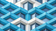 © Nouman - A modern building with blue and white geometric facade creates a striking pattern on the sky