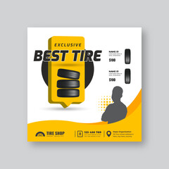 Wall Mural - tire store advertising banner design for online marketing | auto service and vehicle repair promotio