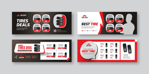 Wall Mural - tire shop social media banner design for car service promotion | automotive repair and tire sale adv