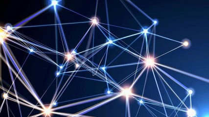 Aufkleber - Exploring dynamic connections within a vibrant network of lights and lines over a dark background