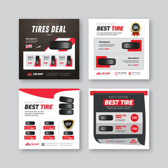 Wall Mural - tire shop social media banner design for car service promotion | automotive repair and tire sale adv