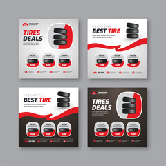 Wall Mural - tire shop social media banner design for car service promotion | automotive repair and tire sale adv