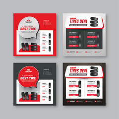 Wall Mural - tire sale banner for social media with car wheel vector | auto repair and vehicle service promotiona