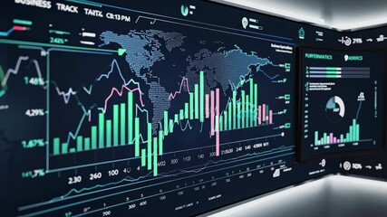 Aufkleber - Data visualization dashboard showcases global stock market trends and analytics with real-time updates for investors