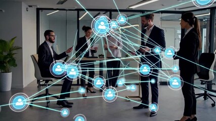 Poster - Networking event focused on teamwork and collaboration in a modern office setting