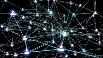 Aufkleber - Explore a dynamic network of connections and interactions in a digital landscape showcasing nodes and lines