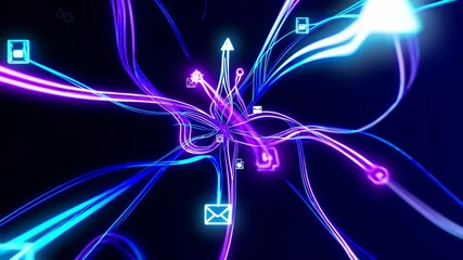 Leinwandbilder - Visual journey through abstract digital waves in vibrant colors and dynamic shapes during a late-night exploration