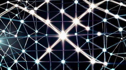 Poster - Exploring the intricacies of a digital network with illuminated connections in a 3D space