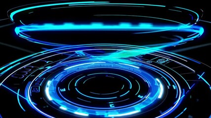 Poster - Futuristic digital interface displays intricate designs in vibrant blue tones, showcasing technology and innovation