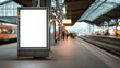 © Yoona - billboard with empty digital screen on railway station. Blank white poster