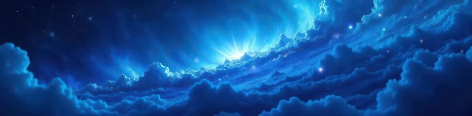 Wall Mural - Abstract swirling blue nebula, cosmic texture,  fluid,  art