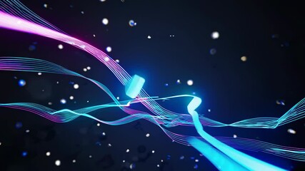 Aufkleber - Colorful light waves move dynamically through a dark background creating a mesmerizing visual experience