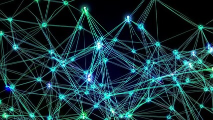 Fototapete - Visual representation of a network demonstrating connections and data flow in a digital environment