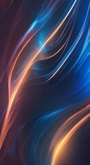 Wall Mural - abstract blue space background with glowing waves and energy patterns 4k vertical