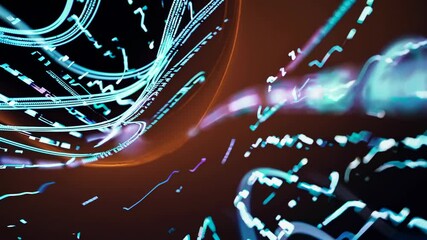 Aufkleber - Swirling neon patterns illuminate dark background in vibrant digital art display