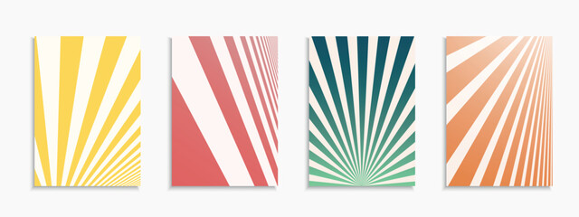 Aufkleber - Collection of color striped abstract retro posters, templates, placards, brochures, banners, flyers, backgrounds. Bright vintage covers for your design and ideas. Vintage prints with lines