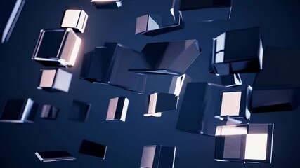 Aufkleber - Transformative 3D animation showcasing dynamic cube movement in a digital environment