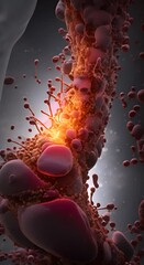 Wall Mural - a vivid microscopic view showing harmful bacteria crawling into the cracks of the skin with an omino