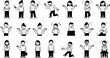 © Misho - Characters with different gestures doodle line cartoon illustration set. Nonverbal communication signs linear vector people collection
