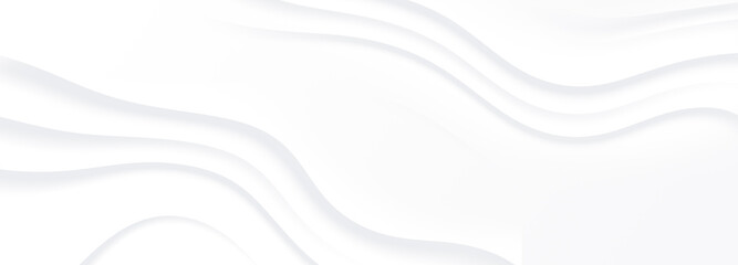 Wall Mural - 4k elegant light grey white horizontal background. wavy flowing lines banner. digital minimal clean 