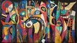© caucul - Abstract Colorful Composition: A Symphony of Shapes and Hues
