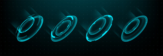 Wall Mural - futuristic hud elements or hi tech portal in blue light. abstract digital interface and virtual real