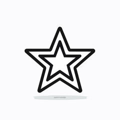 Wall Mural - simple black outlined star icon with shadow isolated on a white background graphic