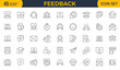 © Iconicly - Set of line icons in linear style. Series - Feedback. Like, review and comment on Internet content. User opinion and survey. Outline icon. Concept
