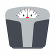 © Ksenia Pestereva - Bathroom scale showing weight measurement. Simple analog scale design with gray body and black platform.  This weight scale is perfect for fitness apps, health websites, or weight loss programs.