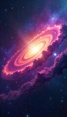Wall Mural - Intricate swirling nebula in deep space, vibrant colors and cosmic dust clouds create a stunning celestial background , science, fantasy, energy
