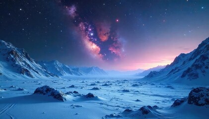 Wall Mural - Vast, desolate expanse of icy nebulae and frozen stars in the deep cosmos, a chilling testament to the universe's cold reality , wintery, expanse