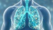 © the - Digital illustration showing the human lungs and respiratory system in a close-up view
