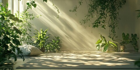 Wall Mural - Morning sunlight and greenery indoors