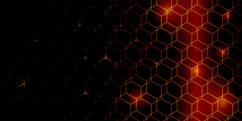 Wall Mural - Hexagon technology black and gold colored honeycomb abstract background. Vector illustration, eps10.