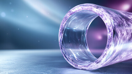 Poster - A futuristic glass tube with a vibrant and ethereal glow, symbolizing advanced technology and innovation in a cosmic setting.