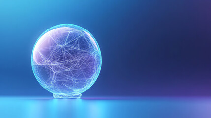 Poster - A futuristic glowing sphere representing digital connections, set against a vibrant gradient background.