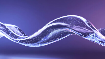 Poster - A mesmerizing flow of translucent wave, infused with shimmering particles, showcasing the beauty of technology in design.