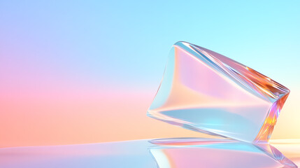 Aufkleber - A modern, artistic glass prism reflecting soft pastel hues on a serene background, perfect for creative design projects.